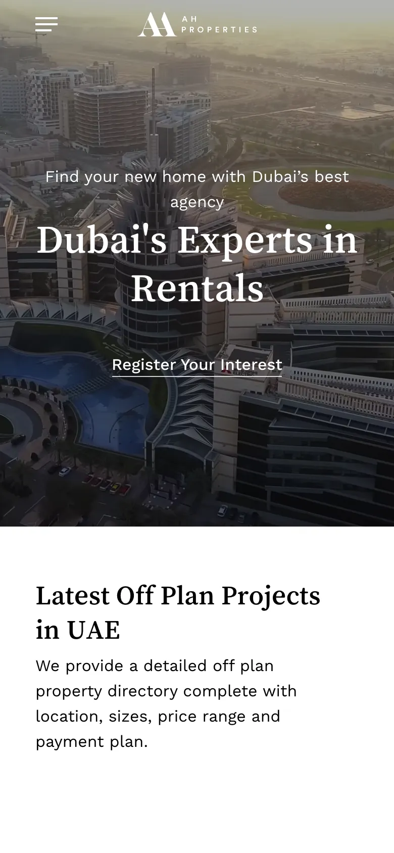 موقع AH Properties على الهاتف.
