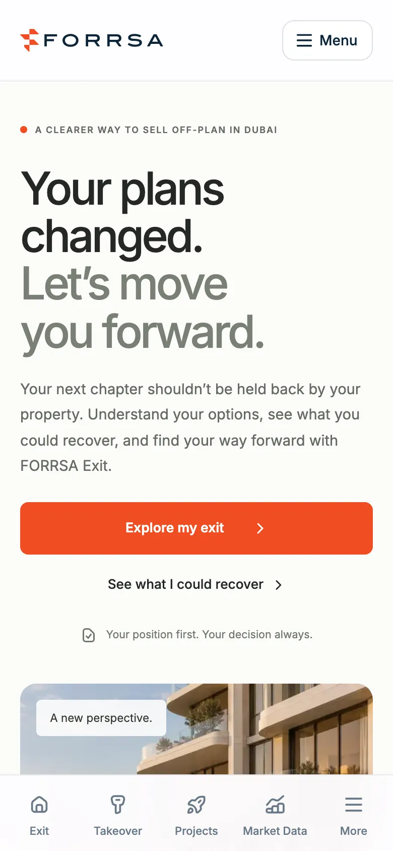 FORRSA homepage on a phone.