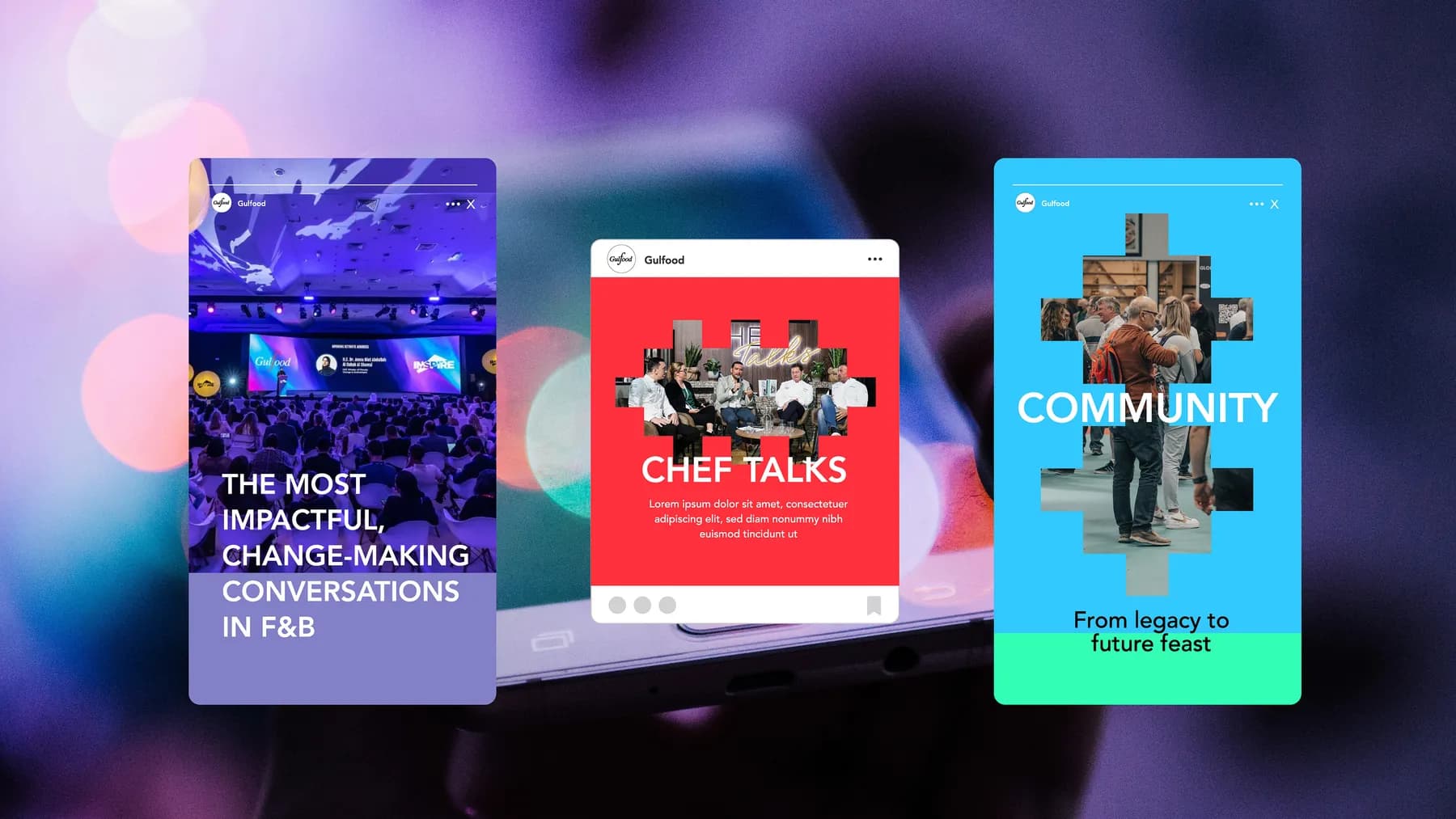 Gulfood social posts for chef talks and the community.